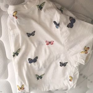 Forever 21 colorful white butterfly tee